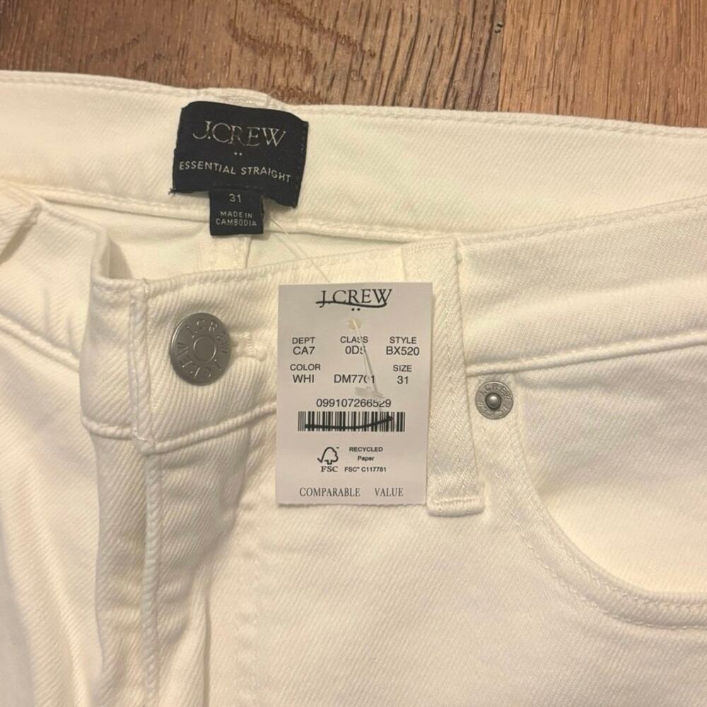 NWT J.Crew Essential straight white jean in all-day stretch Size 31 - Picture 5 of 8